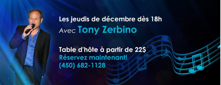 Les jeudis de décembre Avec Tony Zerbino chez Bistro Le Rossignol