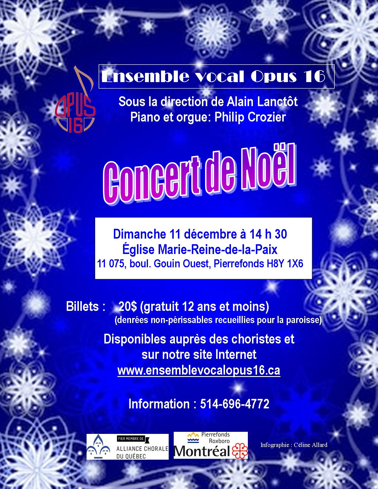 Concert de Noël de  l’Ensemble vocal OPUS 16