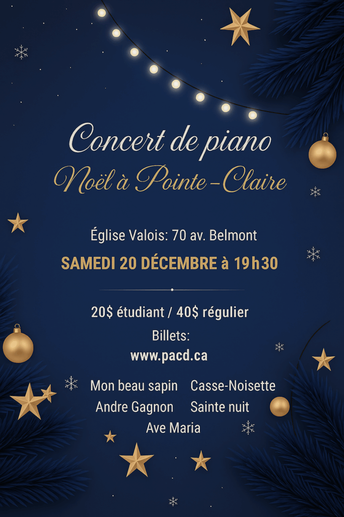 Noël à Pointe-Claire: Concert de Piano A.C. Diaz