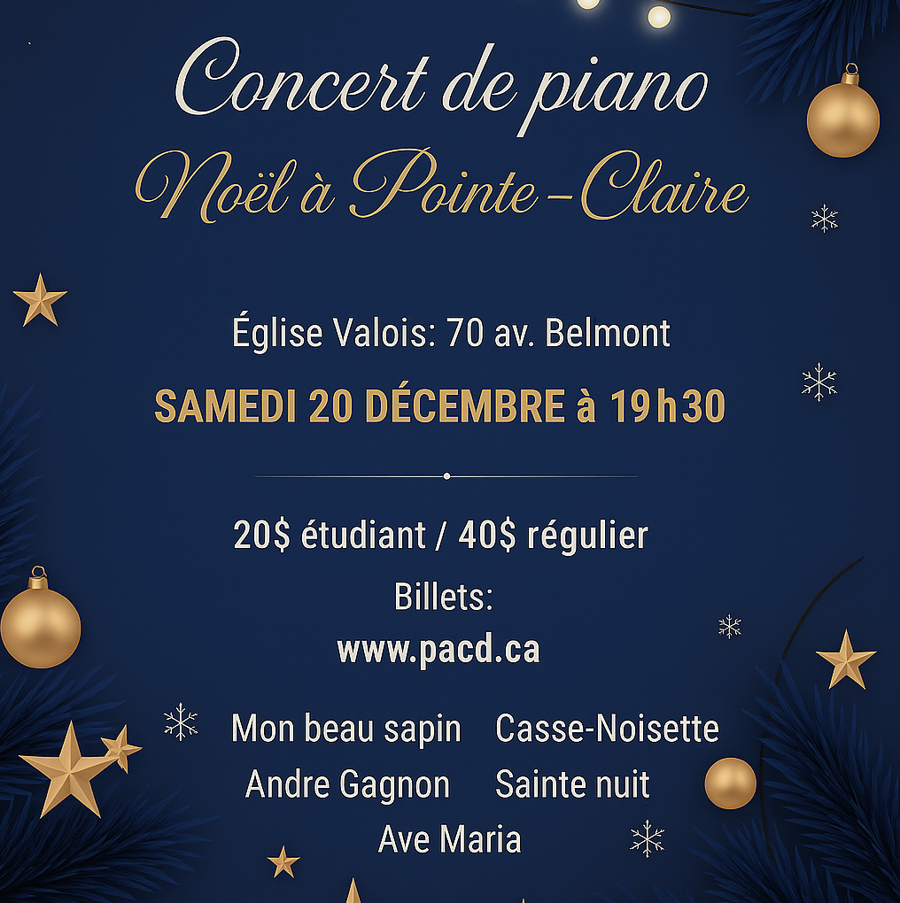 Noël à Pointe-Claire: Concert de Piano A.C. Diaz